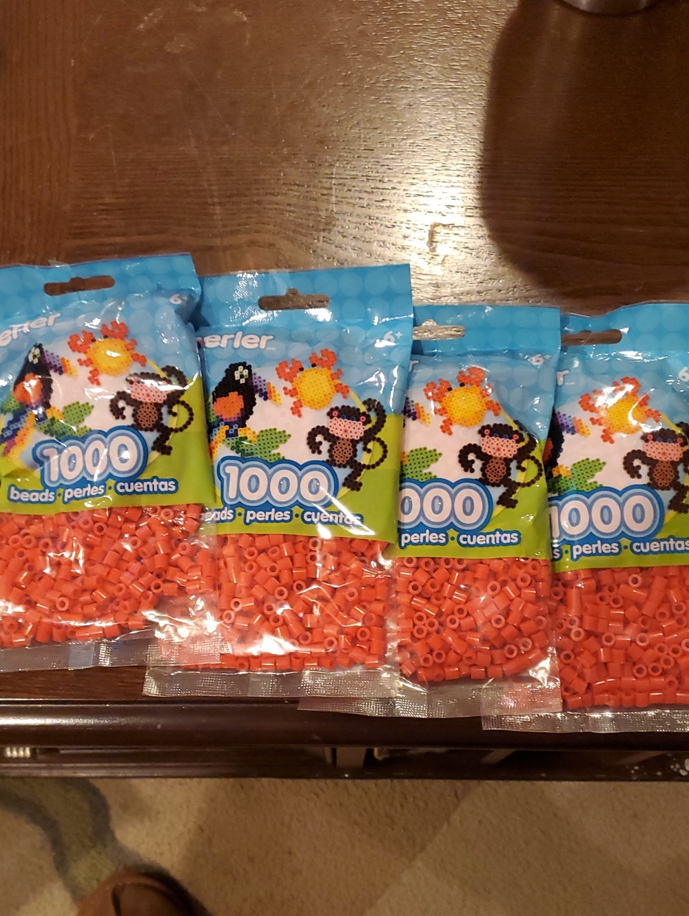 Perler 1000 Red Fuse Beads - Lot of 4 Packs